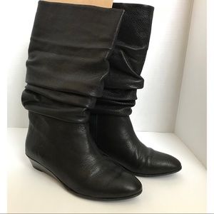 BR Bonita Slouch Leather Black Wedge Boot